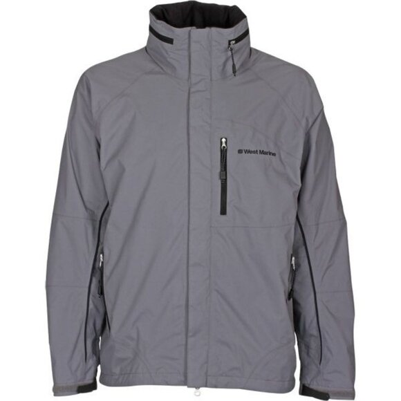West Marine Men’s Gray Hooded Boating Sailing Windbreaker Storm Jacket Size XXL